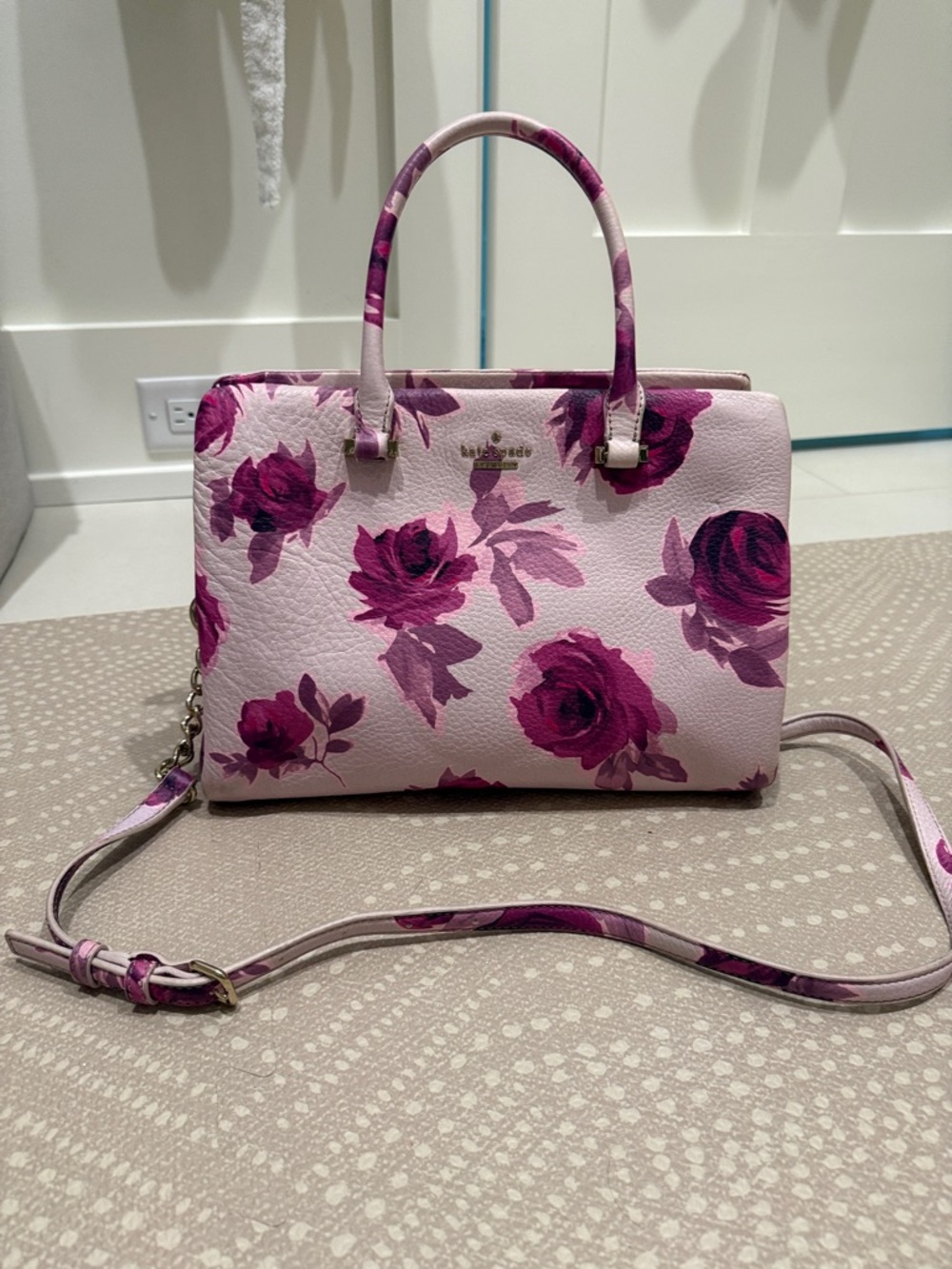 kate spade Pink and Magenta Floral and rose purse Satchel